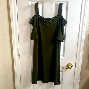 Spense Dark Green Open Shoulder dress size Large